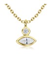 Gorgeous eye Shaped CZ Crystal Silver Necklace SPE-5253